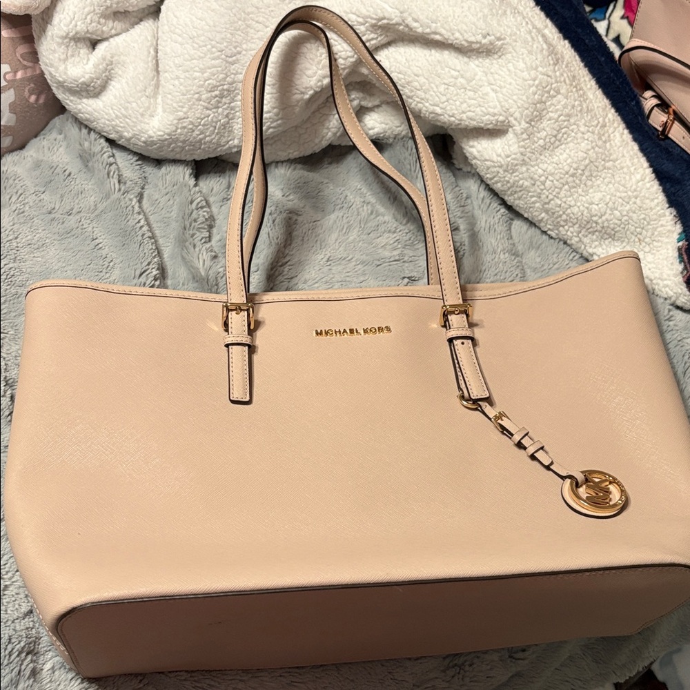 Michael Kors Light Pink Tote with Gold Accents